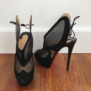 Christian Louboutin Peep Toe Platform Bootie Black